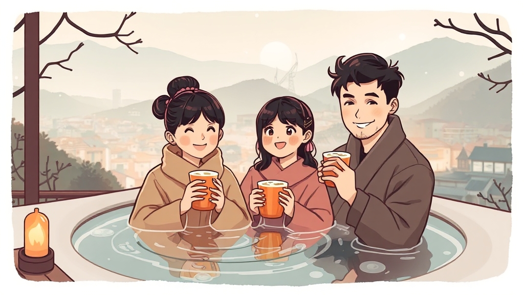 허심청 이용 꿀팁 (illustration 스타일)