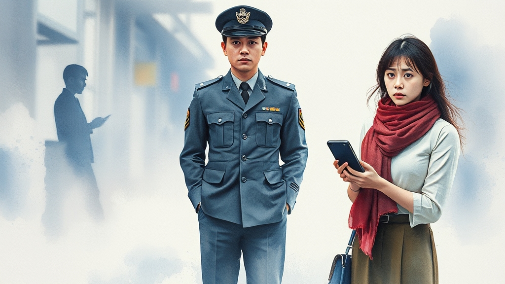 스토킹 혐의 입건과 법적 절차 (watercolor 스타일)