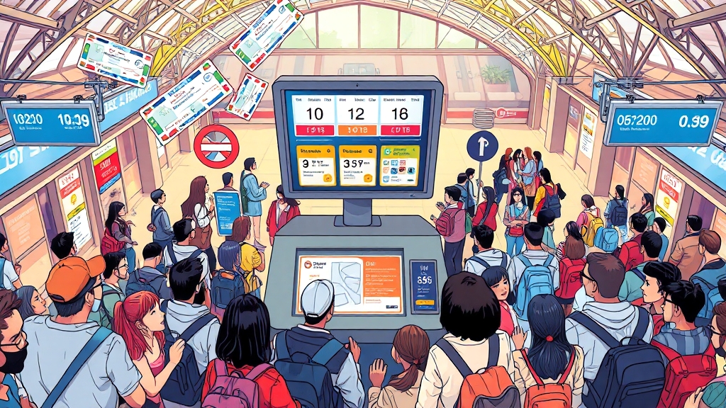 결제, 할인, 승차권 유의사항 (cartoon 스타일)