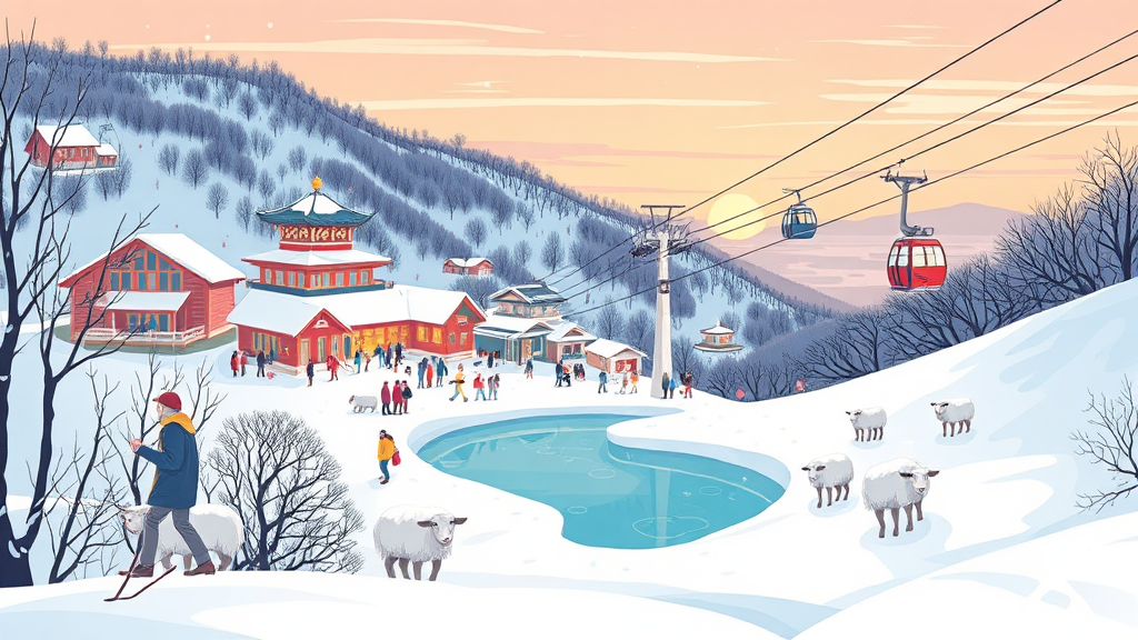 강원도: 눈꽃 & 겨울 축제 (illustration 스타일)