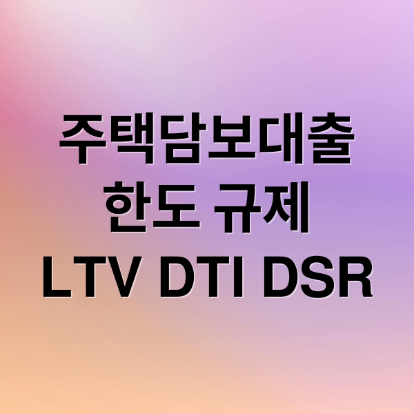 주택담보대출
한도 규제
LTV DTI DSR (주택담보대출)