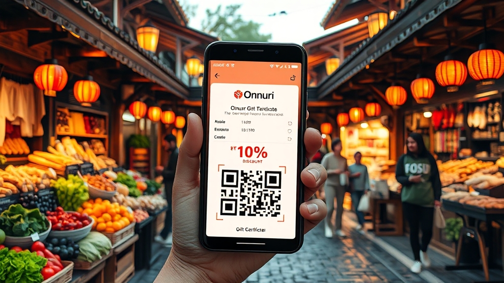 상품권 사용법: 구매 & 결제 (realistic 스타일)