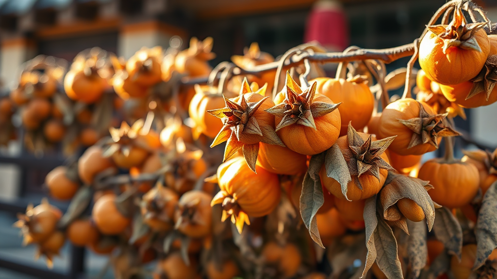 상주 곶감의 특징 및 종류 (realistic 스타일)