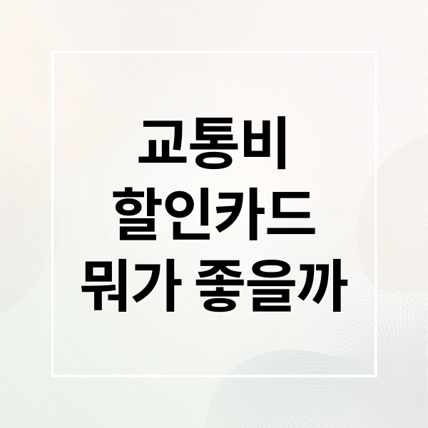 교통비
할인카드
뭐가 좋을까 (교통비 할인카드 추천 BEST 3)