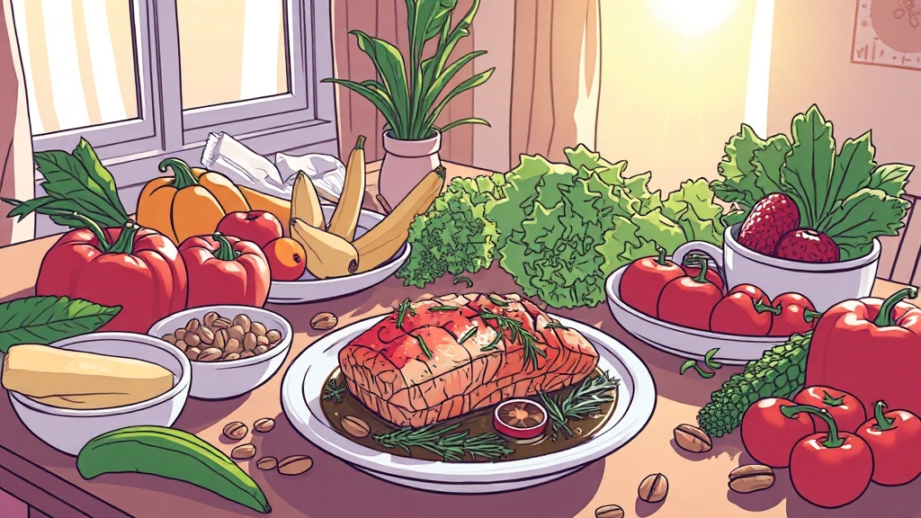 뇌 건강을 위한 식단 구성 (illustration 스타일)