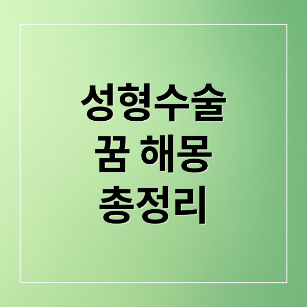 성형수술
꿈 해몽
총정리 (성형수술 꿈 해몽)