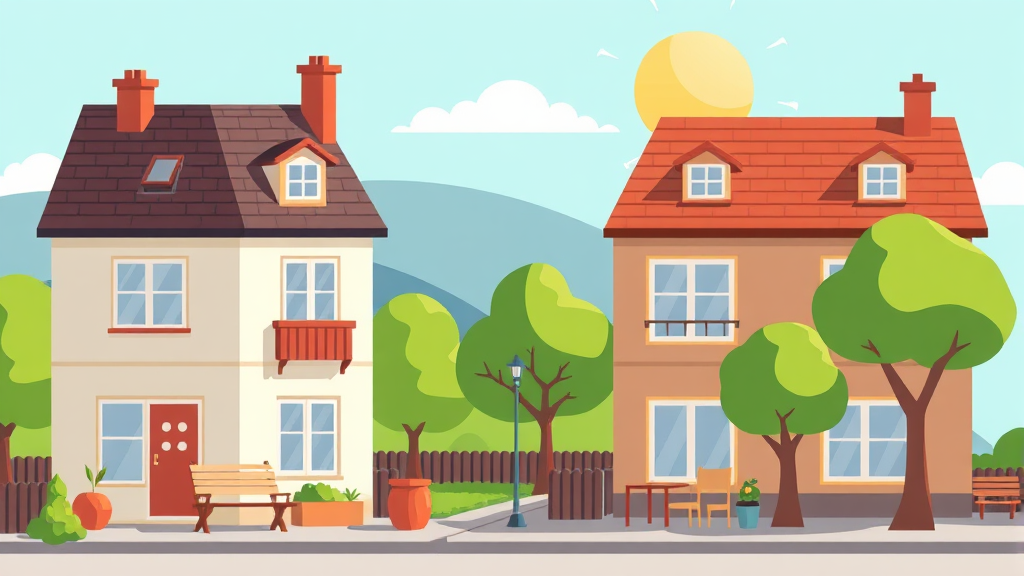 실버타운 vs 고령자 복지주택 (cartoon 스타일)