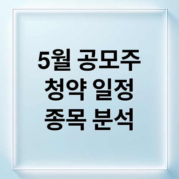 5월 공모주
청약 일정
종목 분석 (5월 공모주 청약일정)