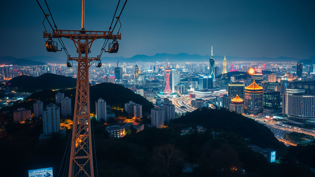 남산 케이블카 탑승 후 전망 (realistic 스타일)