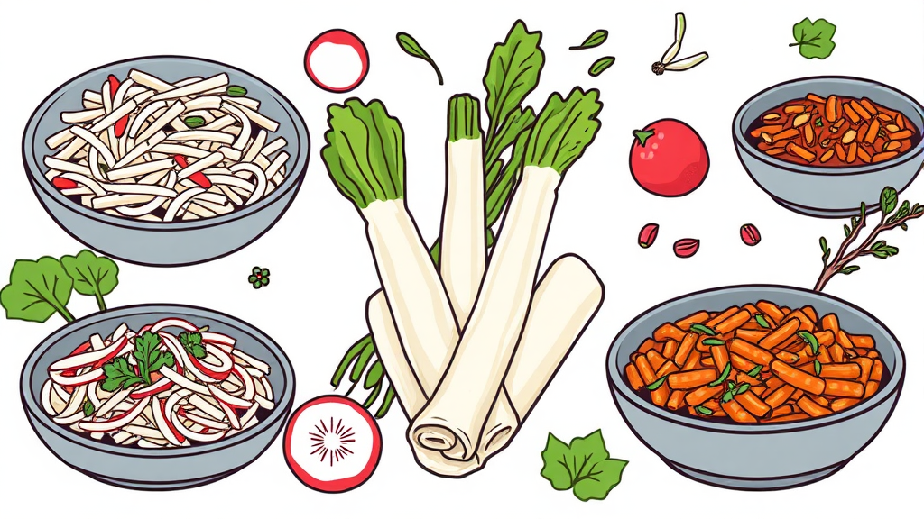 히카마 활용 레시피: 샐러드부터 이색 요리까지 (illustration 스타일)