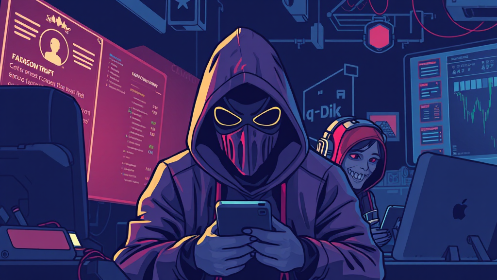 게임 계정 사기의 다양한 유형을 보여주는 그림