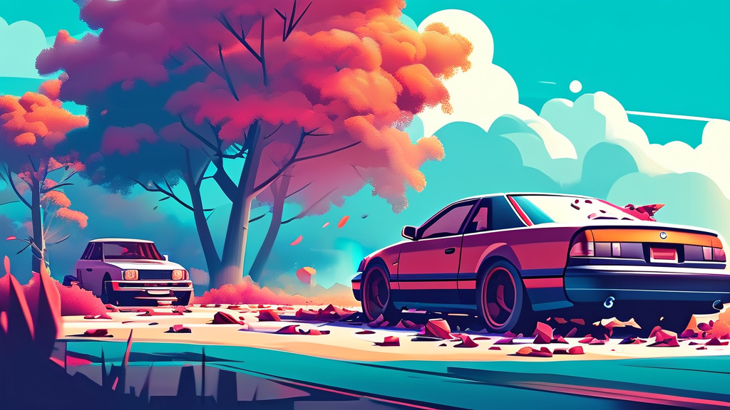 사고 대차 이용 절차: 사고 접수부터 차량 인수까지 (illustration 스타일)