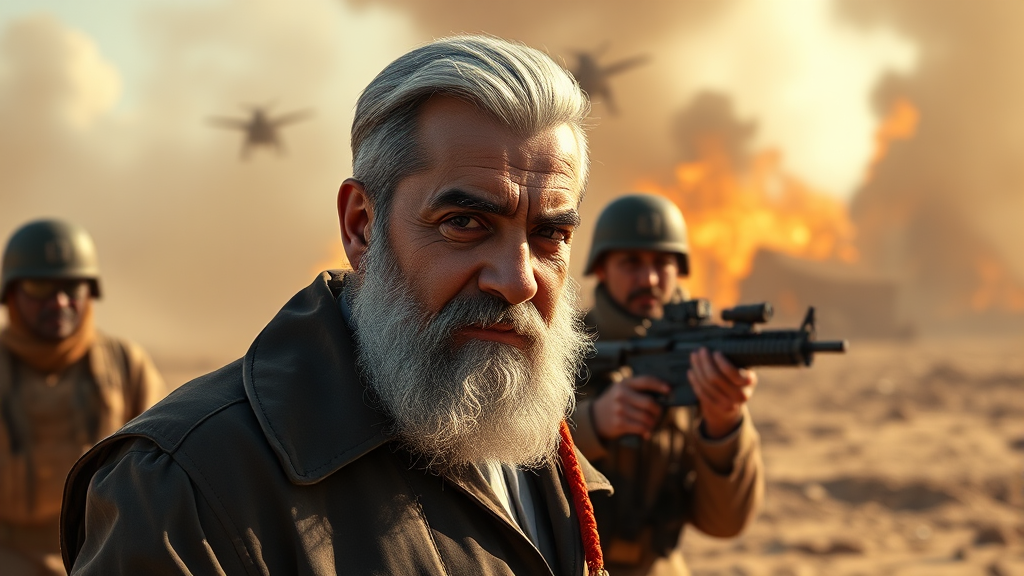 국제 정세: 중동발 위기와 새로운 지도자의 등장 (realistic 스타일)