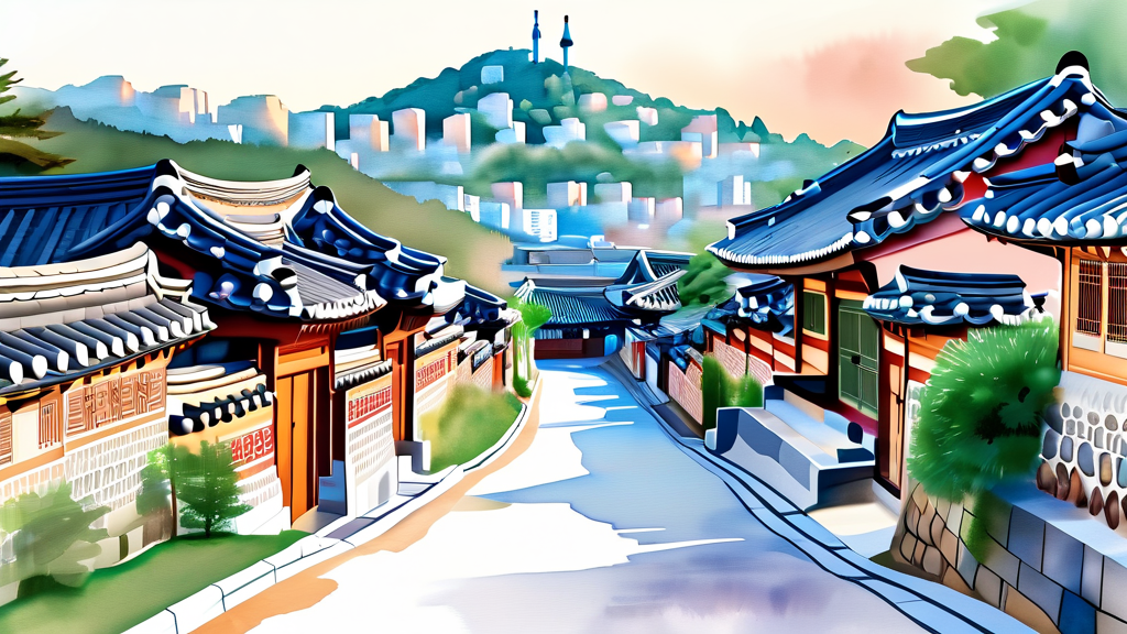 북촌 8경 코스 상세 안내 및 추천 경로 (watercolor 스타일)