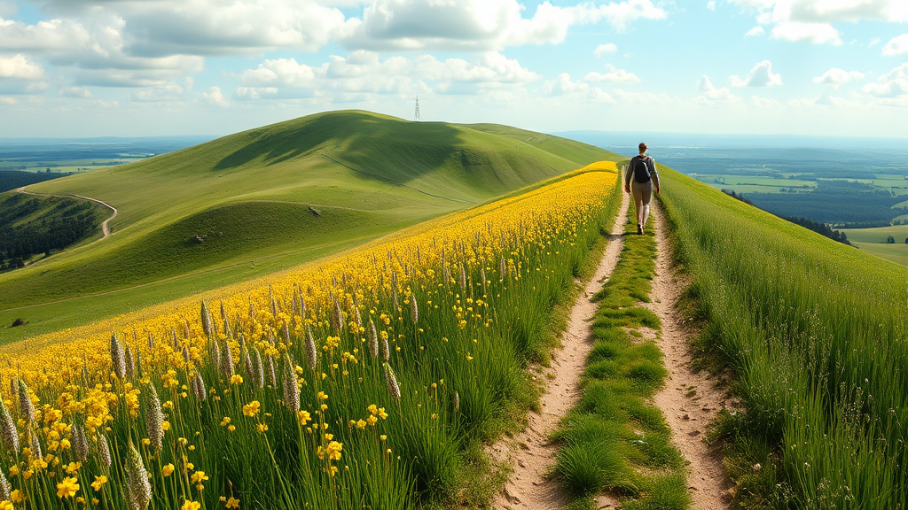 눈부신 청보리와 유채꽃: 학원농장의 황홀한 풍경 (realistic 스타일)