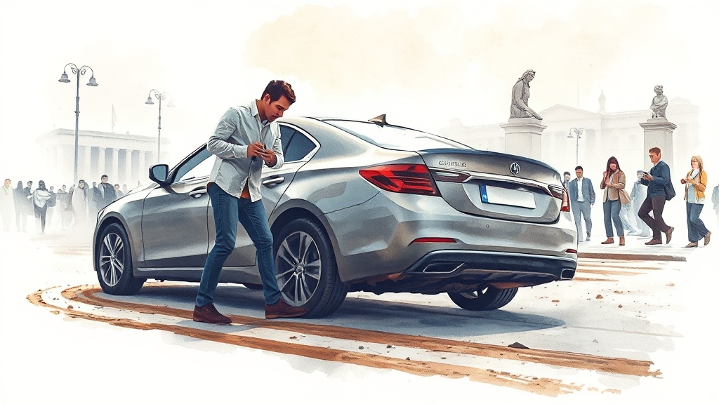 이중주차 사고, 법적 책임은 어떻게 될까요? (watercolor 스타일)