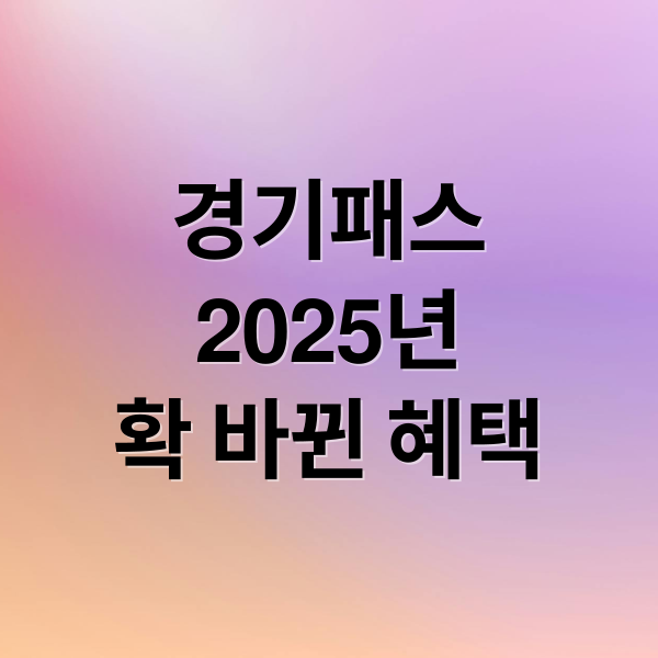 경기패스
2025년
확 바뀐 혜택 (경기패스 교통카드 2025년)