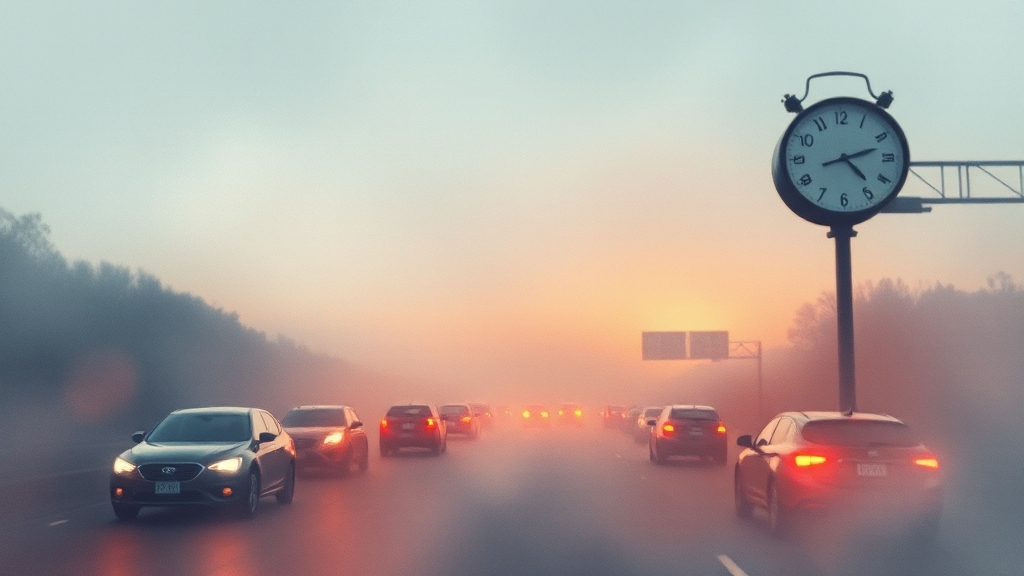 귀성길 출발 시간 전략 (watercolor 스타일)