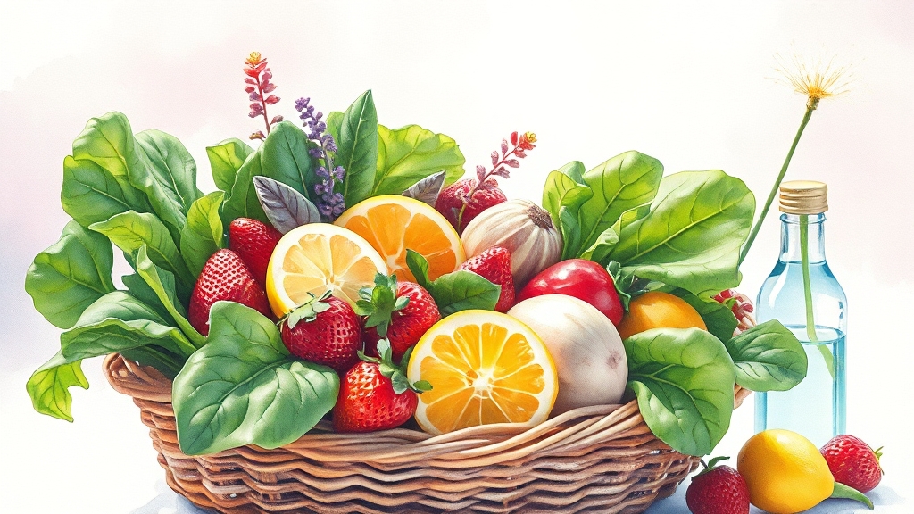 췌장암 환자 영양 관리 (watercolor 스타일)