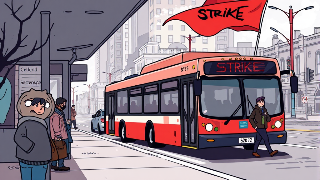 파업 배경 및 현황 (illustration 스타일)