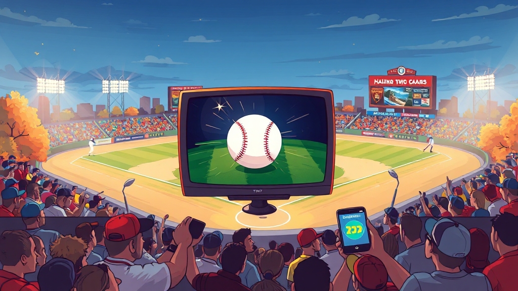 가을야구 중계 채널 안내 (cartoon 스타일)