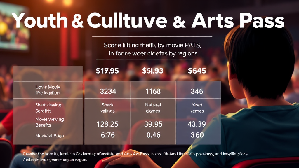 청년문화예술패스, 영화 관람 횟수 및 지역별 지원금 비교 (realistic 스타일)