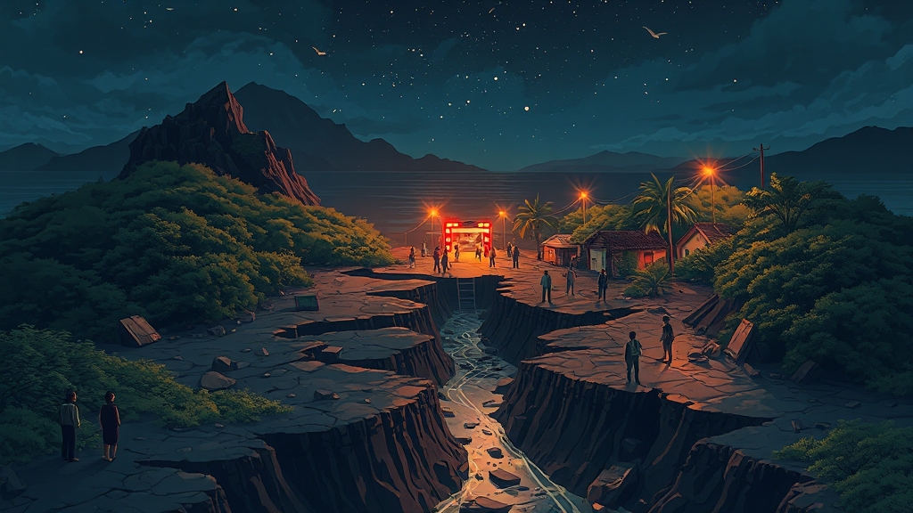 도카라 열도 지진 현황 (illustration 스타일)