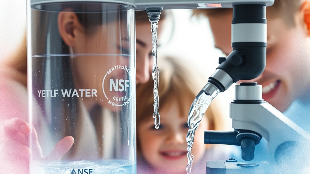 NSF 인증 필터로 깨끗한 물을 마시는 가족의 모습