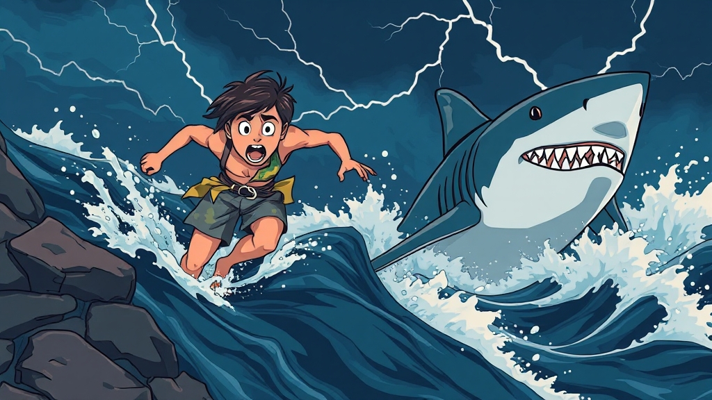 상황별 상어 꿈 해몽 (cartoon 스타일)