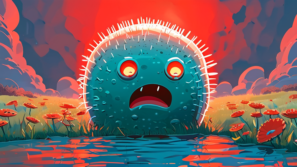 오염된 정수기 물, 건강에 미치는 영향 (cartoon 스타일)