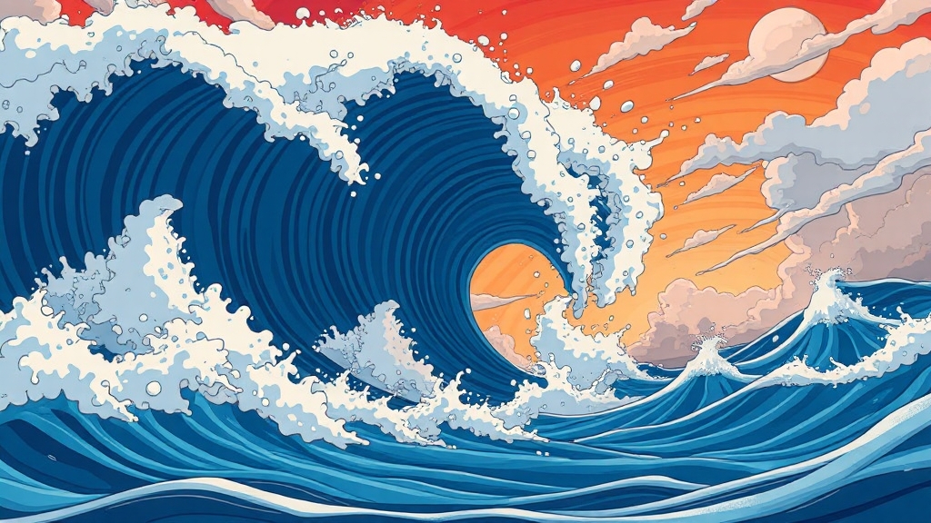 쓰나미 발생 원리 (cartoon 스타일)
