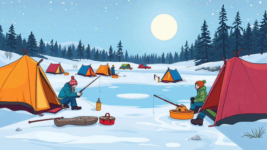 얼음낚시 예약 팁 (cartoon 스타일)