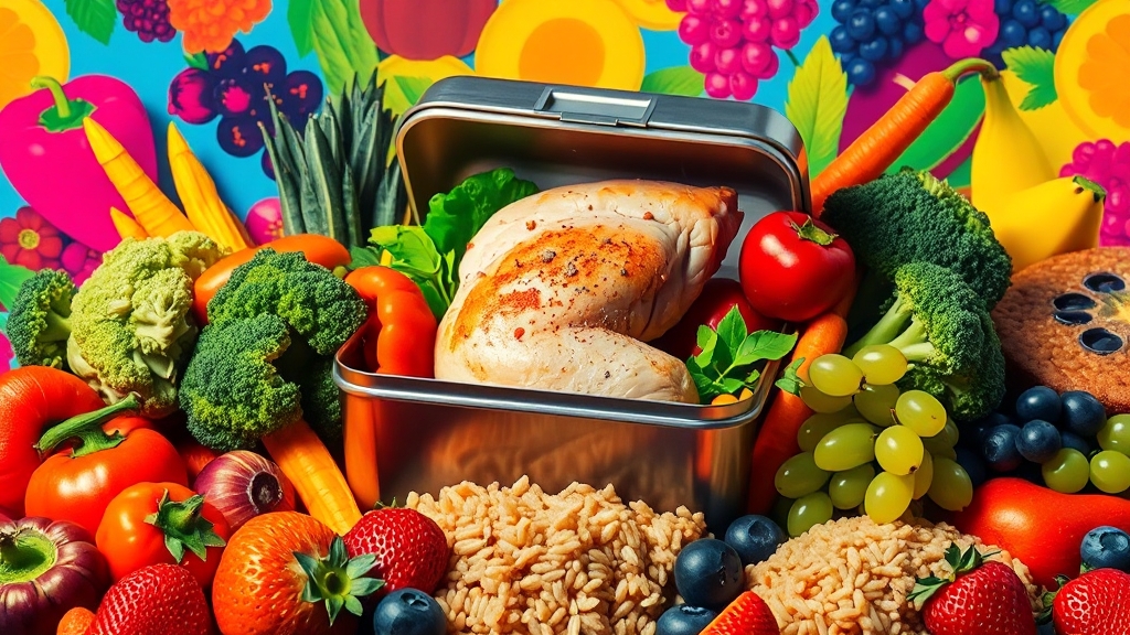 건강한 다이어트 도시락 재료 선택 가이드 (popart 스타일)