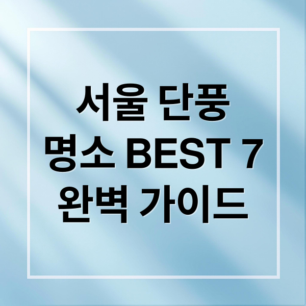 서울 단풍
명소 BEST 7
완벽 가이드 (서울 단풍 명소)