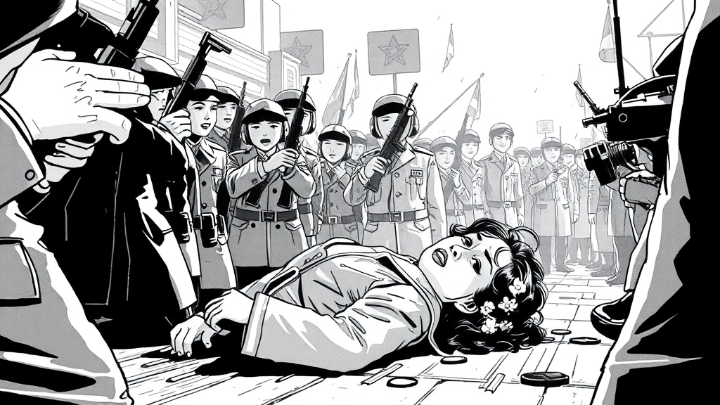 사건 당시 상황: 혼란과 긴박함 (illustration 스타일)