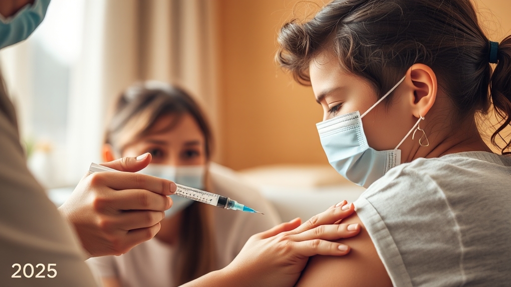 독감 & 코로나 동시 접종 (realistic 스타일)