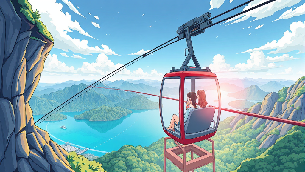 목포 해상케이블카 탑승 정보: 종류, 요금, 이용 시간 (illustration 스타일)