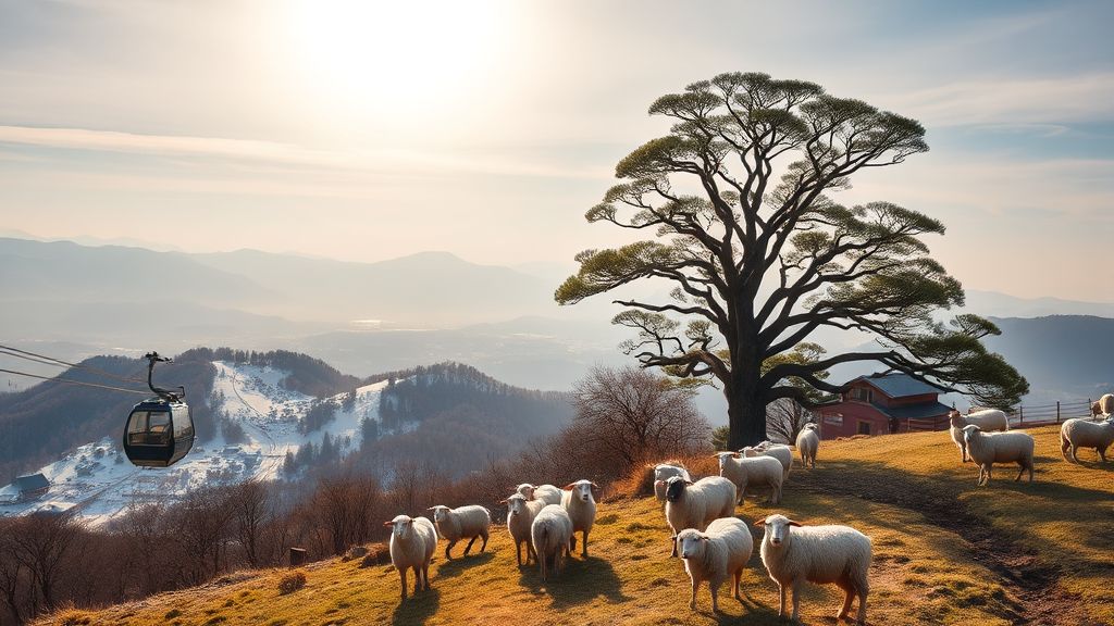 발왕산 주변 관광 명소 (realistic 스타일)
