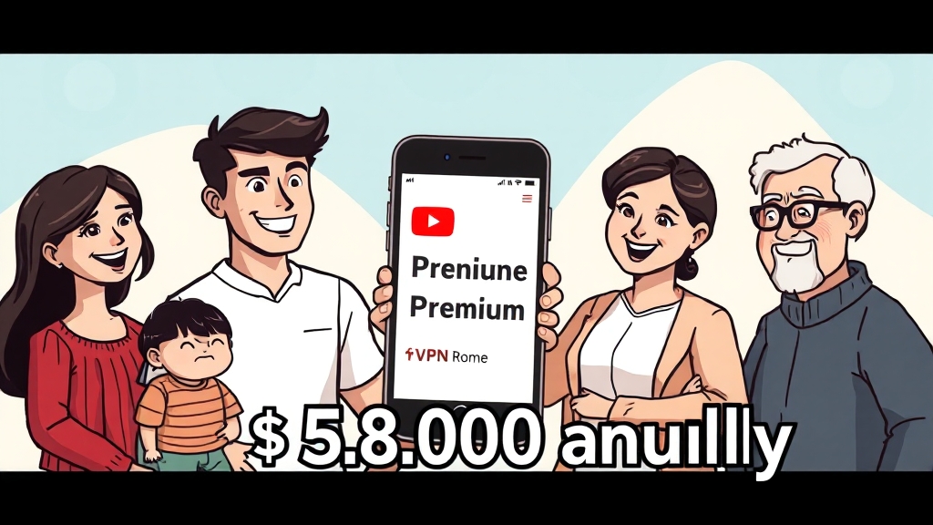 유튜브 프리미엄 요금제 비교 (개인/가족) (cartoon 스타일)