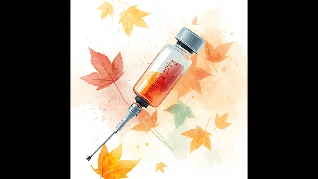 독감 예방접종 시기와 유행 주기 (watercolor 스타일)