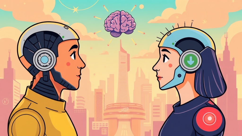 휴먼 인 더 루프: AI와 인간의 협업 (cartoon 스타일)