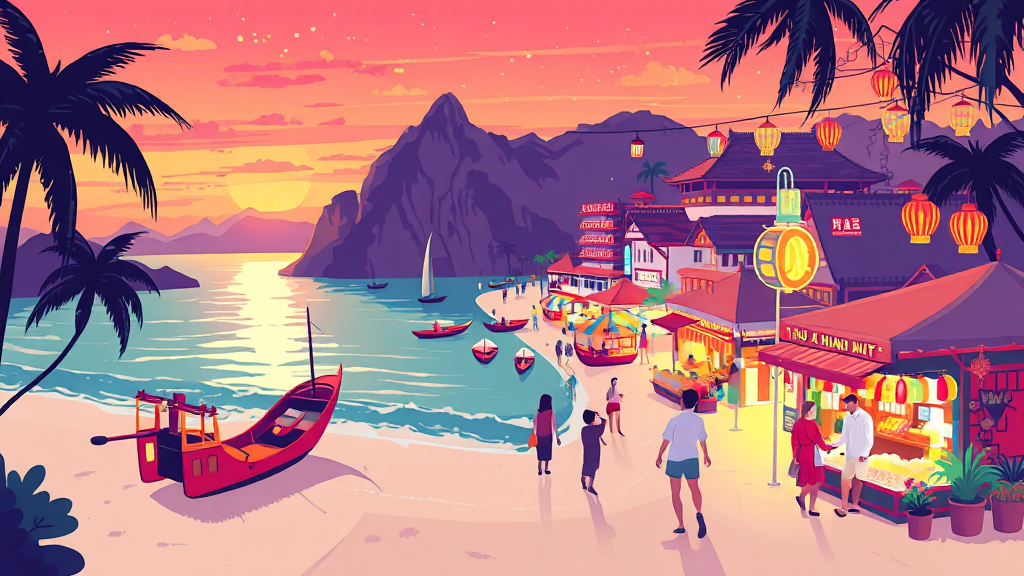 여행 스타일별 추천: 푸켓 vs 다낭 (illustration 스타일)