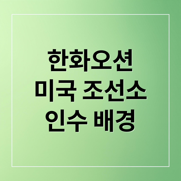 한화오션
미국 조선소
인수 배경 (한화오션 미국 조선소 인수 주가 전망)