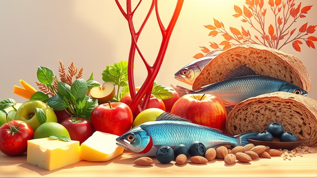 혈관 건강 지키는 영양소 & 식단 (illustration 스타일)