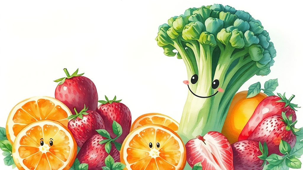 비타민C 풍부 식품 (watercolor 스타일)