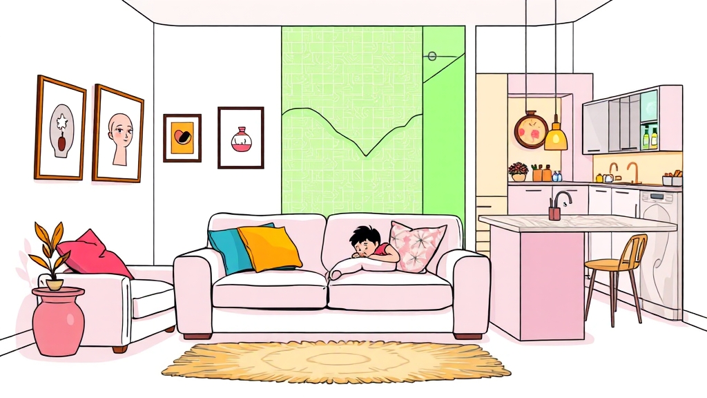 디퓨저 활용 공간 및 향기 레이어링 (cartoon 스타일)