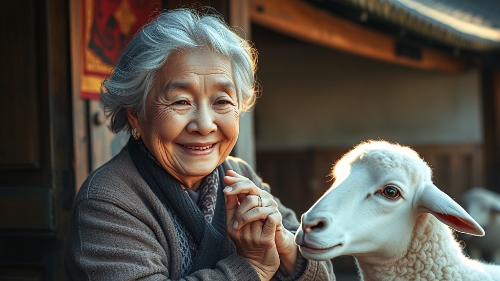 양 꿈과 관련된 무속적 해석 (realistic 스타일)