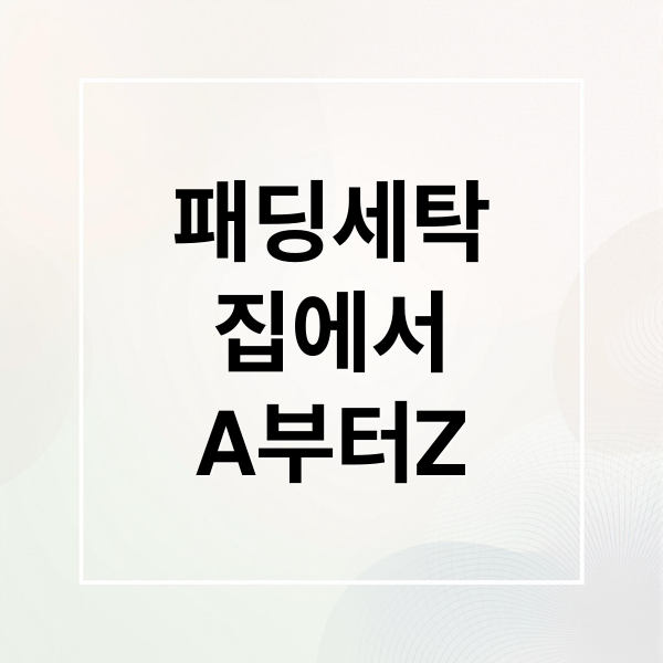 패딩세탁
집에서
A부터Z (패딩 세탁법)