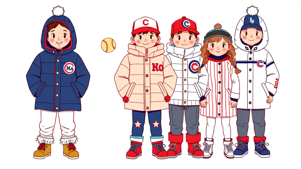 다양한 MLB 키즈 롱패딩 라인업 살펴보기 (illustration 스타일)