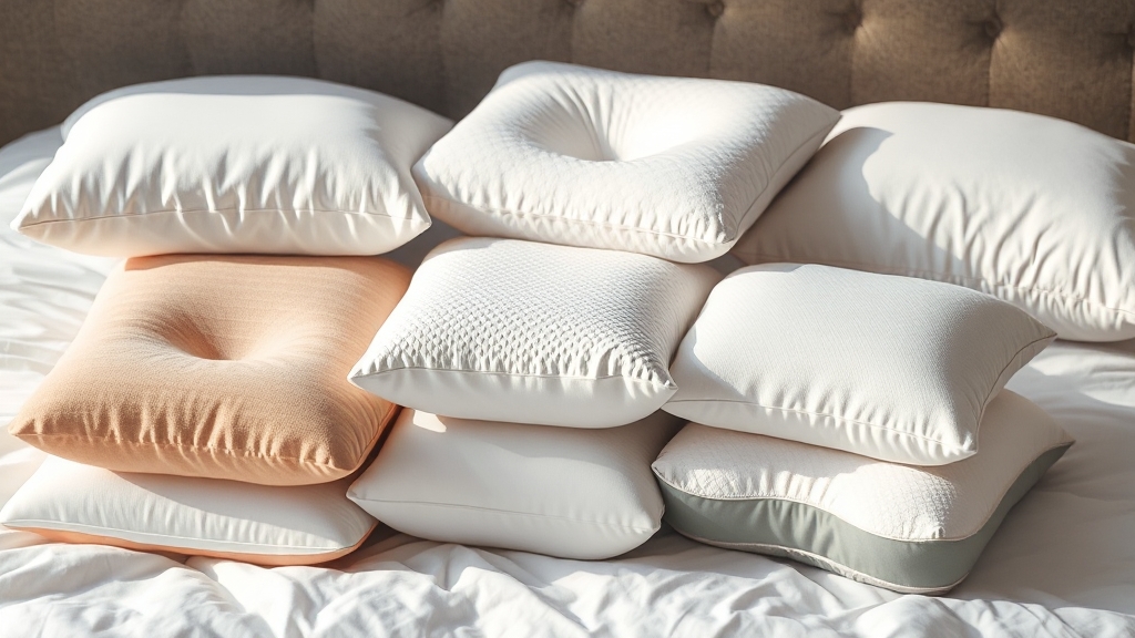 경추베개 종류별 특징 비교 (realistic 스타일)